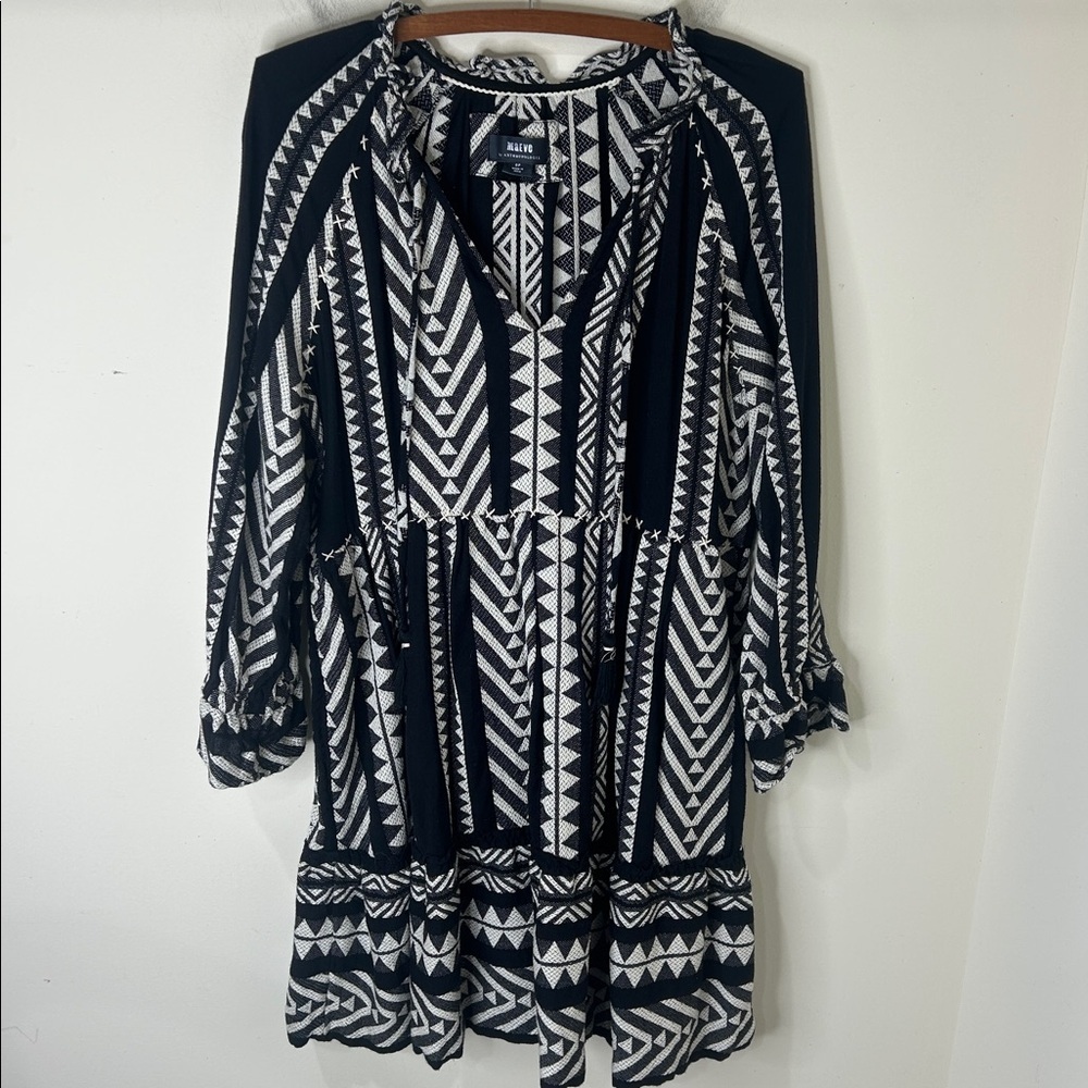 ANTHROPOLOGIE Dominique Tunic Dress Boho Black White Size Small Petite - Picture 5 of 16